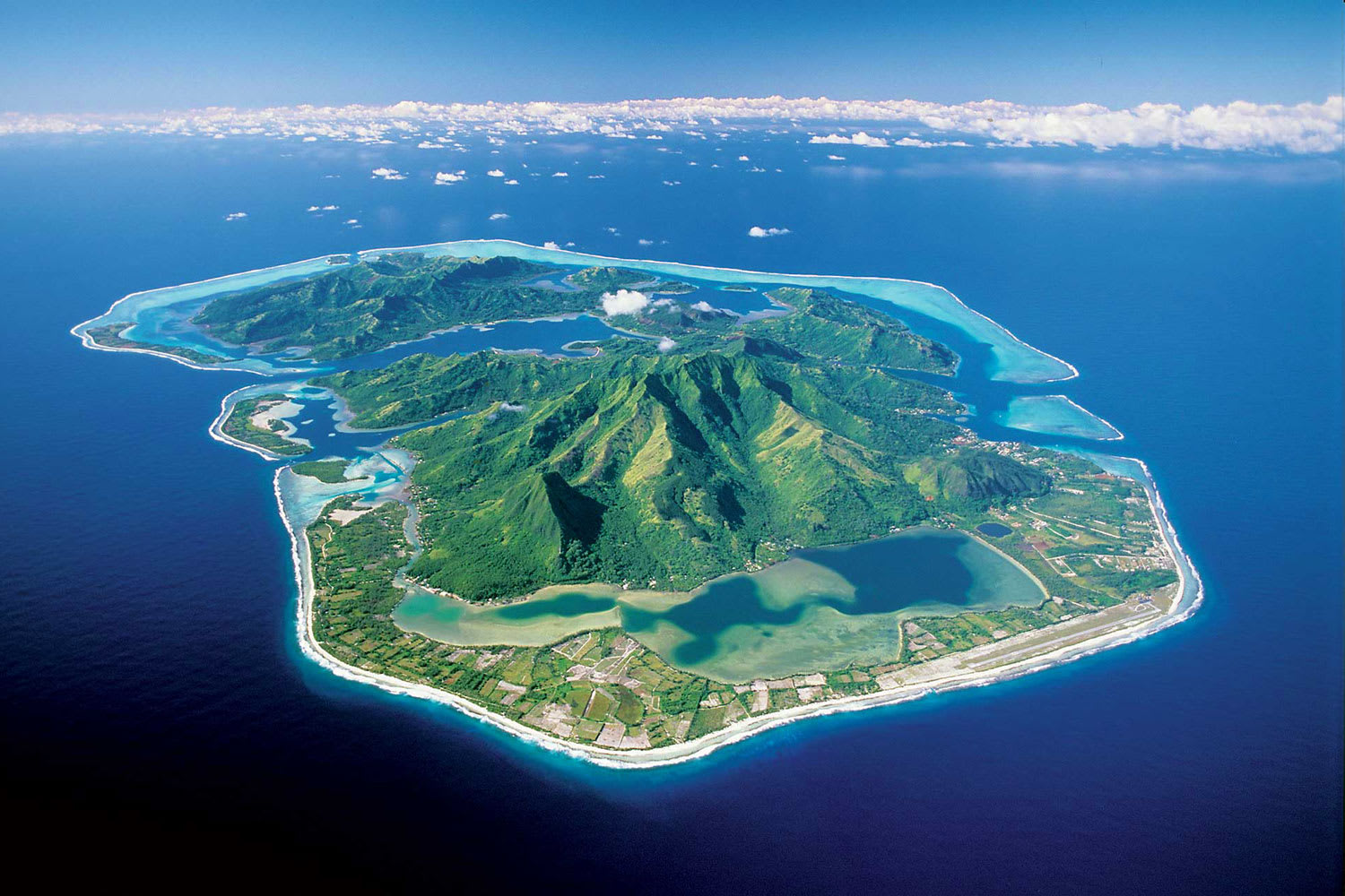French Polynesia, aerial view over islands